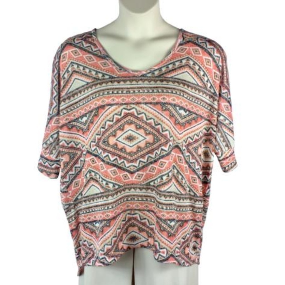 Bongo Plus Knit Top Plus Size 2X, 3X Crochet Lace